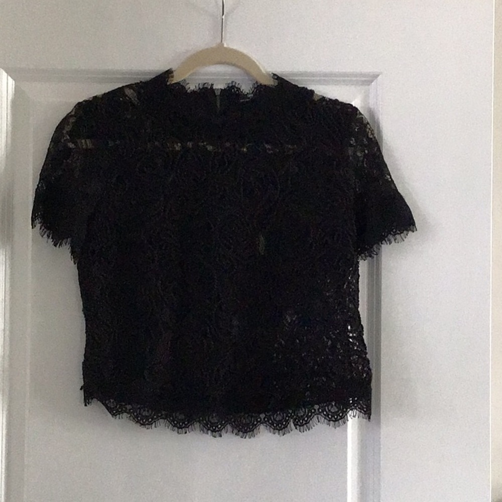 Short Sleeve Black Lace Top